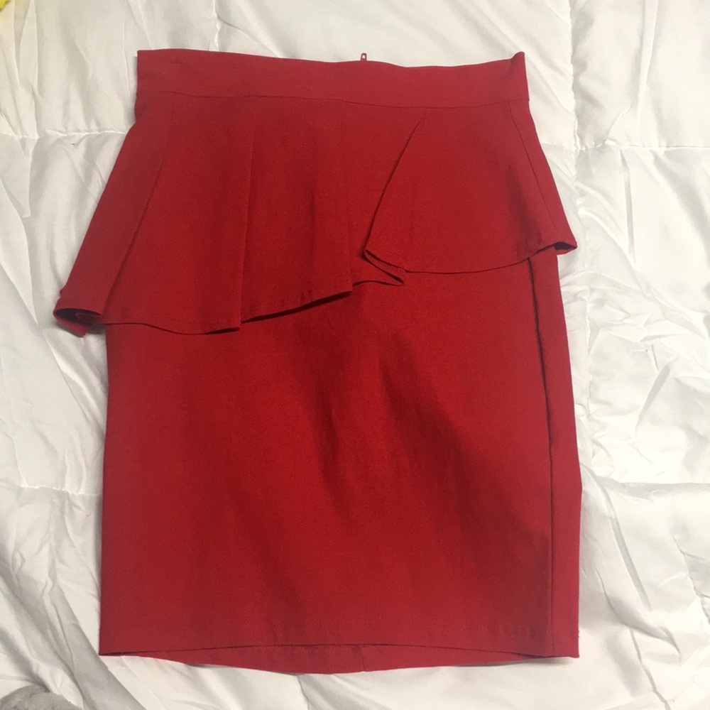 Red midi skirt